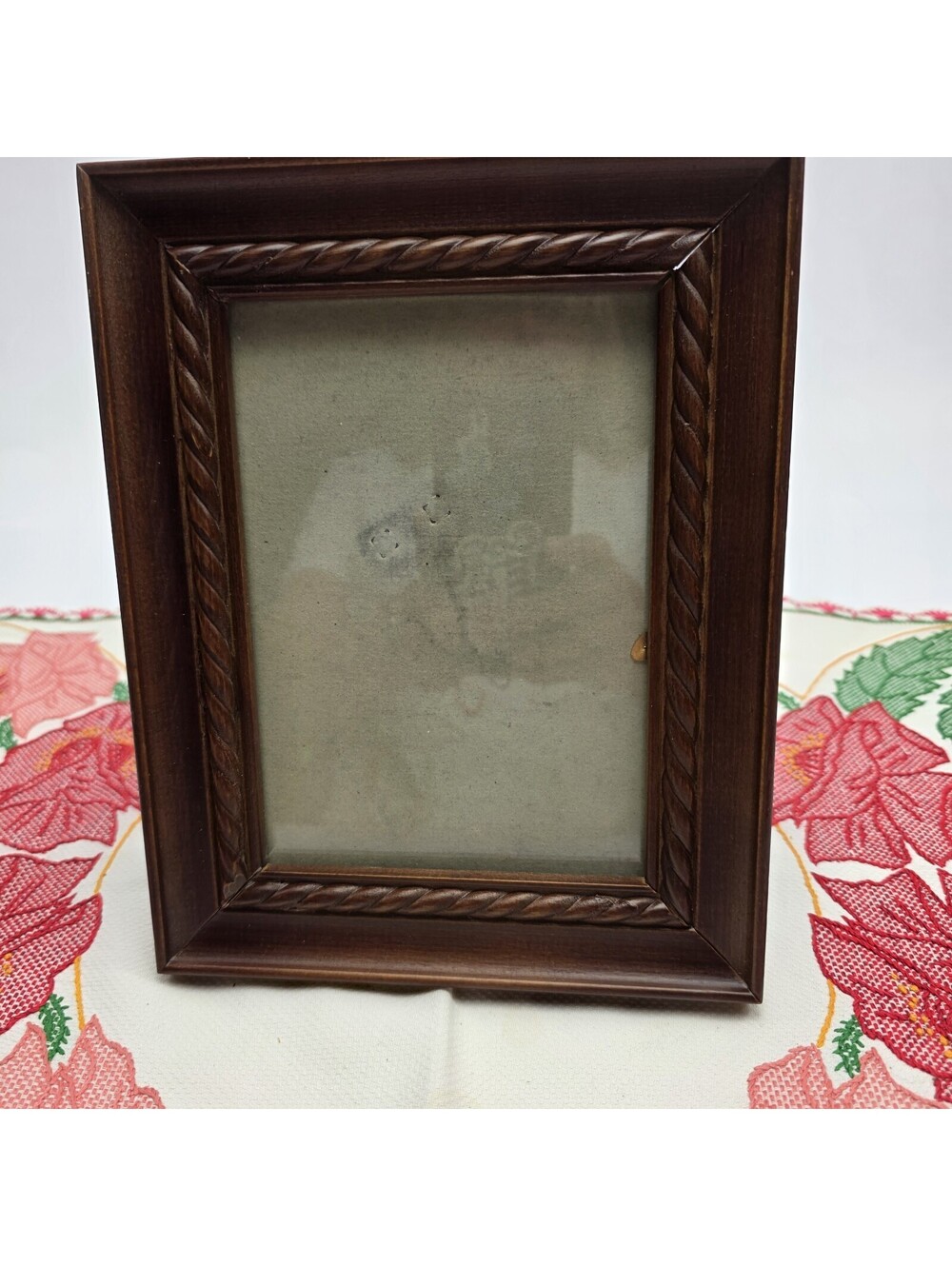 Picture Photo Frame 5x7 Wooden Dark Brown VTG 1980